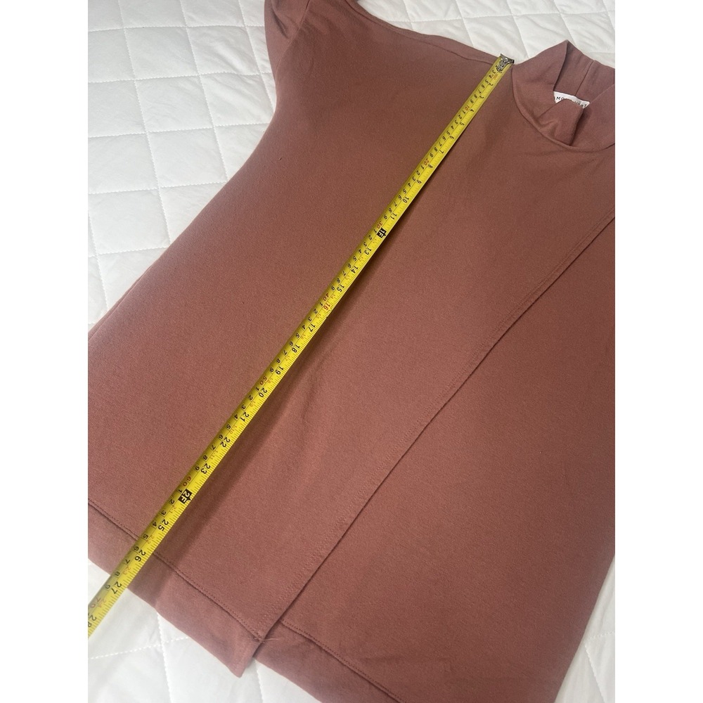 Amour Vert Mock Neck Top Minimalist Capsule Wardrobe Long Sleeve Dusty Rose Sz M - Picture 6 of 7